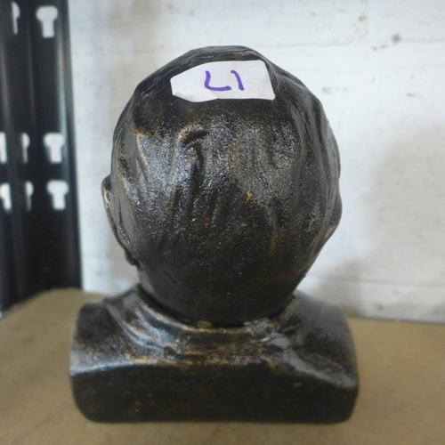 5107 - A cast metal Winston Churchill bust  *This lot is subject to VAT