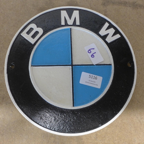 5116 - A cast metal BMW wall plaque  *This lot is subject to VAT