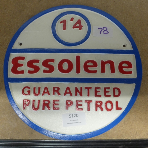 5120 - A painted Aluminium Essolene plaque  *This lot is subject to VAT