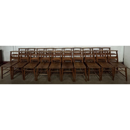 118 - A set of twenty early 20th Century beech chapel chairs