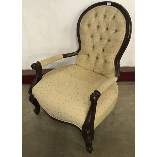 222 - A Victorian mahogany and fabric upholstered lady's bedroom chair