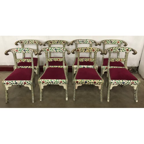 224 - A set of eight Anglo-Indian Mughal style Klismos chairs