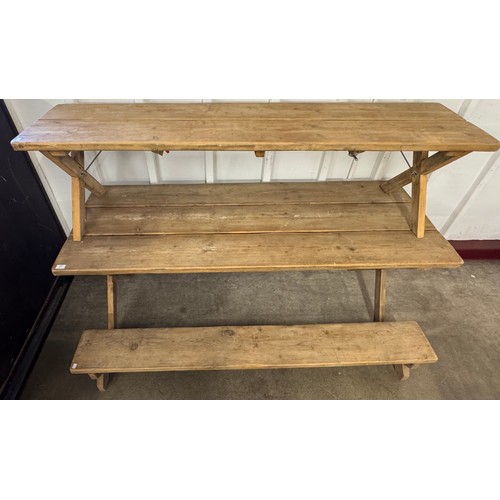 225 - Three Victorian style pine X-frame trestle tables