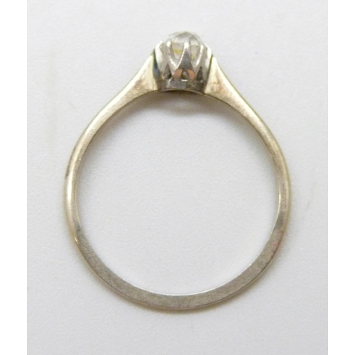 7051 - An 18ct gold and platinum set diamond solitaire ring, 1.7g, N