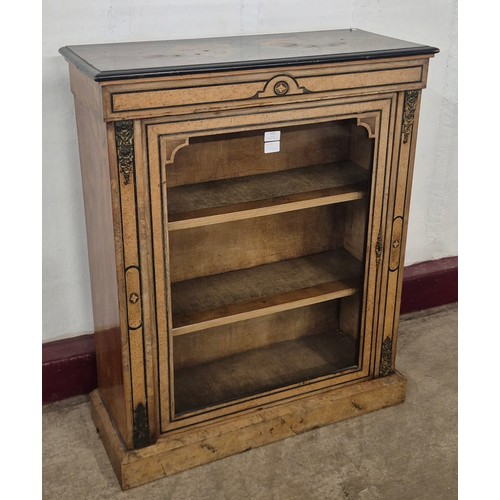 130 - A Victorian walnut, ebonised, amboyna and gilt metal mounted pier cabinet