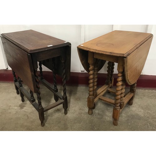 152 - Two oak barleytwist gateleg tables