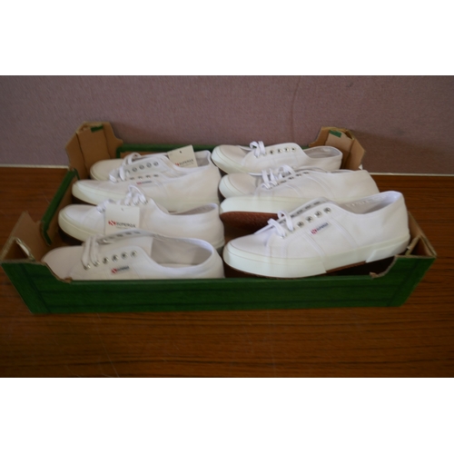 6188 - Supergra white trainers x 4, size UK 9.5 *This lot is subject to VAT