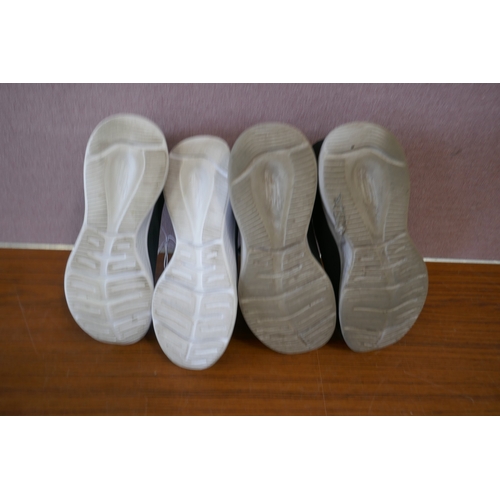 6197 - Two pairs of men's Skechers black/white trainers, size UK 9 and 8 *This lot is subject to VAT