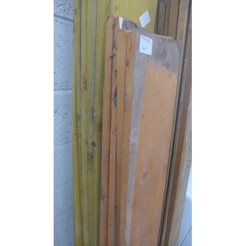 A quantity of various lengths of timber 7ft x 10 inches, 4ft x 5 inches ...