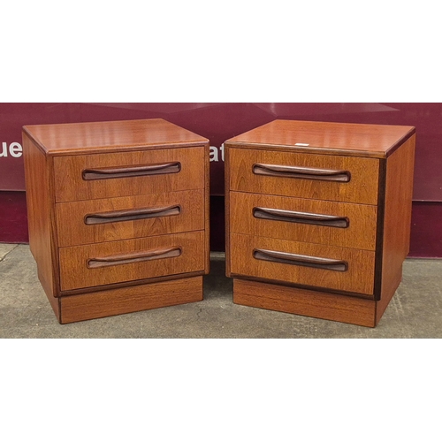 3 - A pair of G-Plan Fresco teak three drawer bedside chests