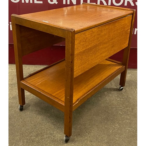38 - A teak drop-leaf cocktail trolley