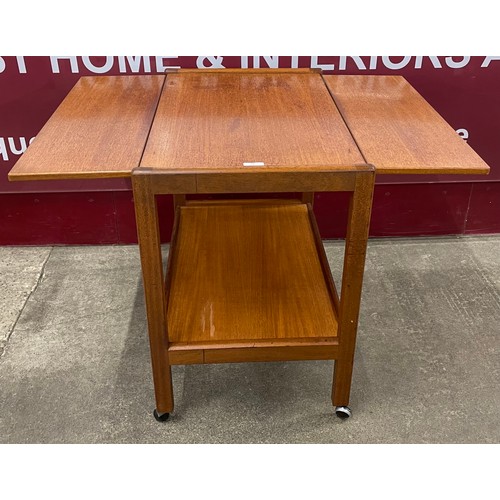 38 - A teak drop-leaf cocktail trolley