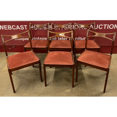 45 - A set of six Danish Johannes Andersen style teak dining chairs