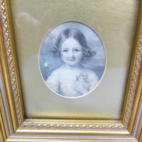 2005 - A set of four Victorian hand coloured engravings, circa 1830s, later frames, 20cm wide