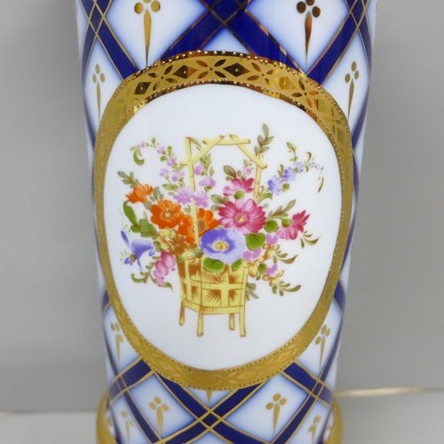 2006 - A Staffordshire Roselle Occ & Co. porcelain vase, blue and gilt with flower detail, 29cm