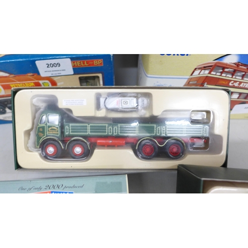 2009 - Seven Corgi model vehicles, including Post Office Guy Warrior and Ken Thomas ERF Dropside, boxed