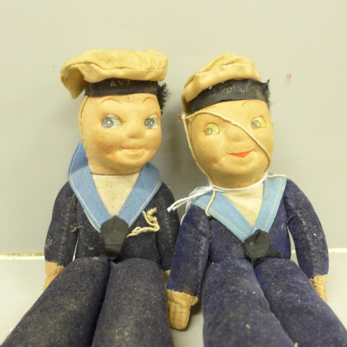 2011 - Two 1950s Norah Wellings sailor dolls, 'Jolly Boy'