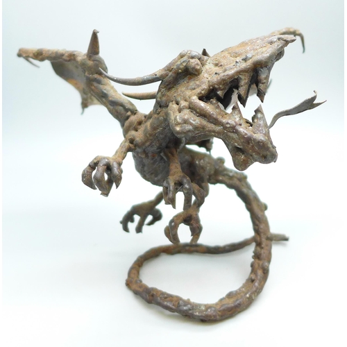 2020 - A hand crafted model dragon in metal, height 12.5cm