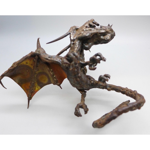 2020 - A hand crafted model dragon in metal, height 12.5cm
