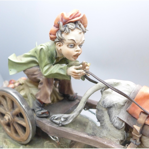 2021 - An Italian Capodimonte porcelain figure, 'The Reluctant Donkey', modelled by G. Cortese
