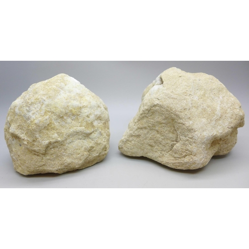 2024 - A quartz geode, height 7.5cm, (two halves)