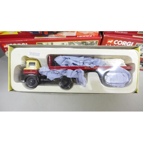 2031 - Seven Corgi British Railways model vehicles including Transport of the 50s and 60s