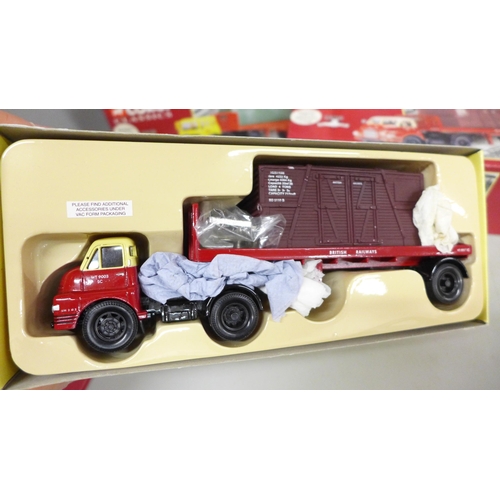 2031 - Seven Corgi British Railways model vehicles including Transport of the 50s and 60s