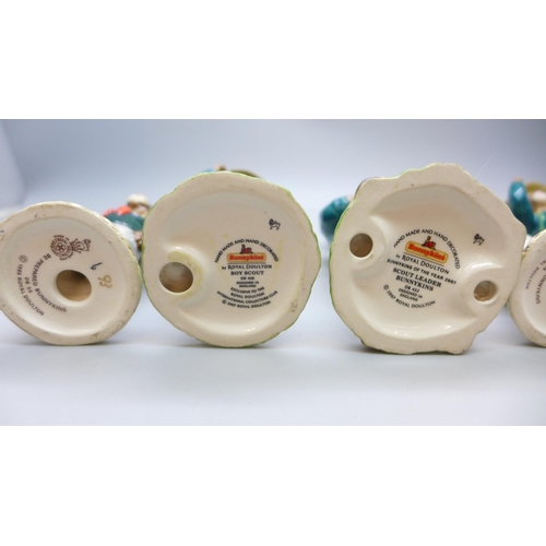 2032 - A set of five Royal Doulton Bunnykins boy scout figures, (leader a/f)  **PLEASE NOTE THIS LOT IS NOT... 