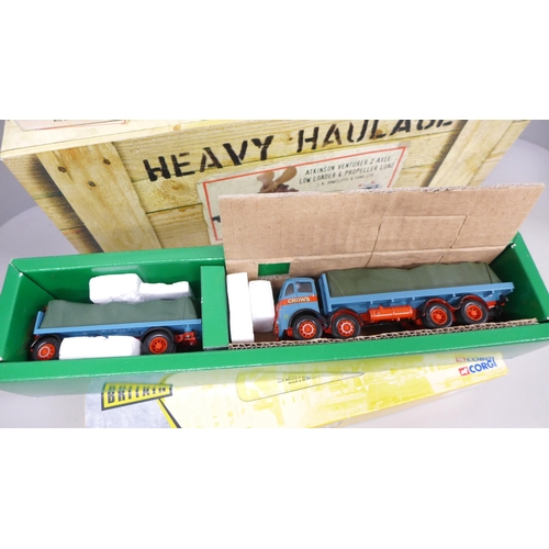 2037 - Four Corgi models, Heavy Haulage, two Building Britain and Showman’s Range, boxed