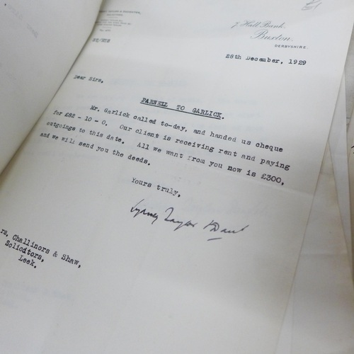 2043 - A collection of legal ephemera, etc., from the 1800s onwards, all related to the Buxton area of Nort... 