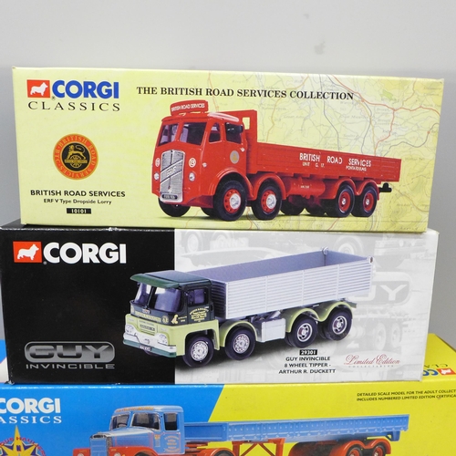 2045 - Seven Corgi models vehicles, including three Famous Hauliers and three Guy Invincible, boxed