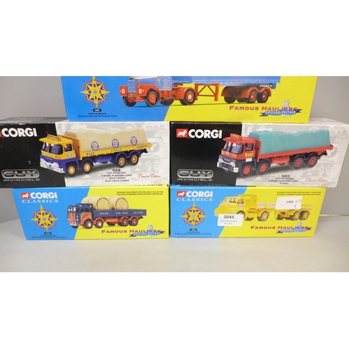 2045 - Seven Corgi models vehicles, including three Famous Hauliers and three Guy Invincible, boxed