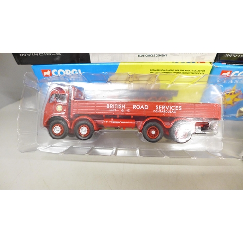 2045 - Seven Corgi models vehicles, including three Famous Hauliers and three Guy Invincible, boxed