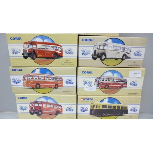 2047 - Seven Corgi model buses/coaches, boxed
