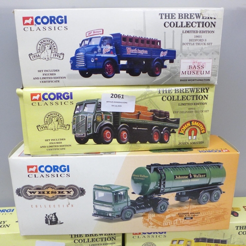 2061 - Seven Corgi Classics model vehicles, five Brewery Collection and two Whisky Collection