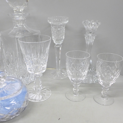 2062 - A collection of crystal glass including Galway Crystal Irish coffee glasses, three Royal Doulton she... 