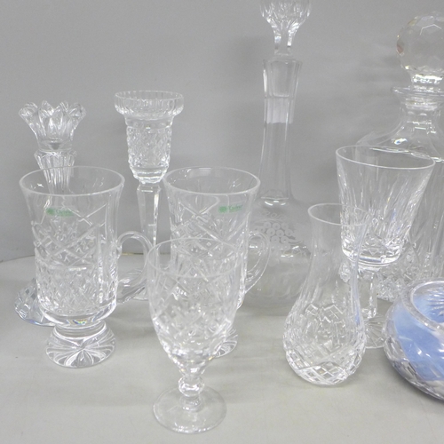2062 - A collection of crystal glass including Galway Crystal Irish coffee glasses, three Royal Doulton she... 