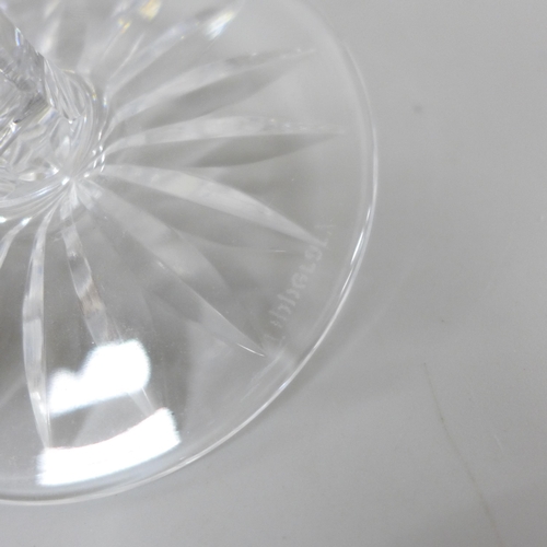 2062 - A collection of crystal glass including Galway Crystal Irish coffee glasses, three Royal Doulton she... 