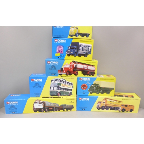 2063 - Seven Corgi Classics model vehicles, including Nottingham City Transport Trolleybus, all boxed