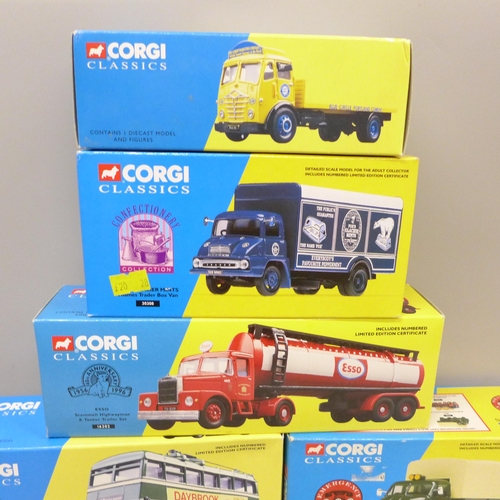 2063 - Seven Corgi Classics model vehicles, including Nottingham City Transport Trolleybus, all boxed