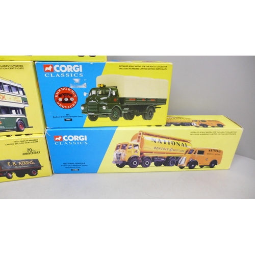 2063 - Seven Corgi Classics model vehicles, including Nottingham City Transport Trolleybus, all boxed