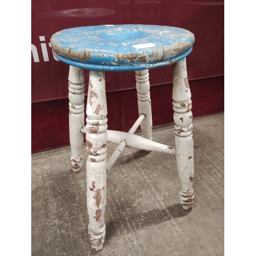 227 - A Victorian painted pine kitchen stool