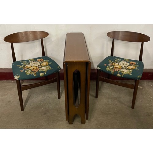 57B - A Jentique teak drop-leaf table and a pair of dining chairs