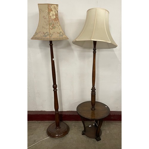 271A - Two oak standard lamps