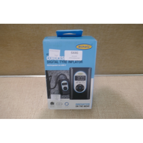 6446 - Ring Automotive RTC4000 cordless tyre inflator air compressor car pump. Rechargeable, auto stop, LED... 