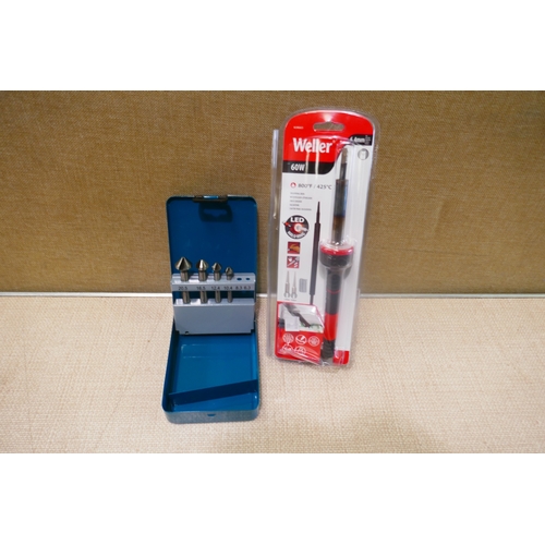 6454 - Weller soldering iron and Makita counter sink drill bits, (AJSAm4-553,563) *This lot is subject to V... 