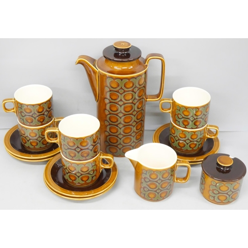A mid 20th century Hornsea Bronte coffee service, comprising; coffee ...