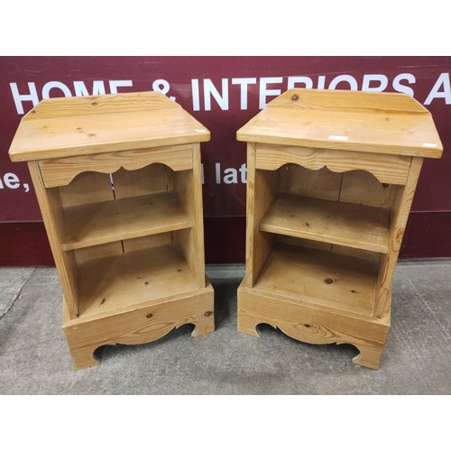 166 - A pair of Victorian style waxed pine bedside cabinets
