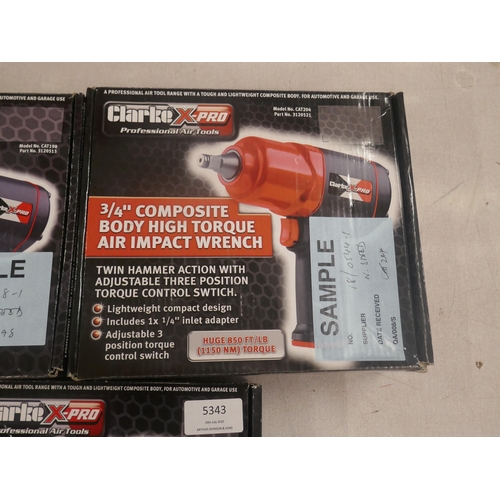 5343 - Three boxed Clarke X-Pro air tools including a 3/4
