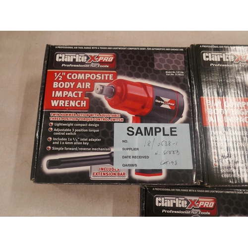 5343 - Three boxed Clarke X-Pro air tools including a 3/4